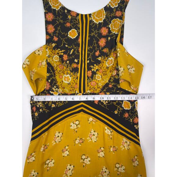 Free People Sunrise Oblivion Maxi Dress Antique Gold Floral Size 12 Boho - Picture 9 of 11